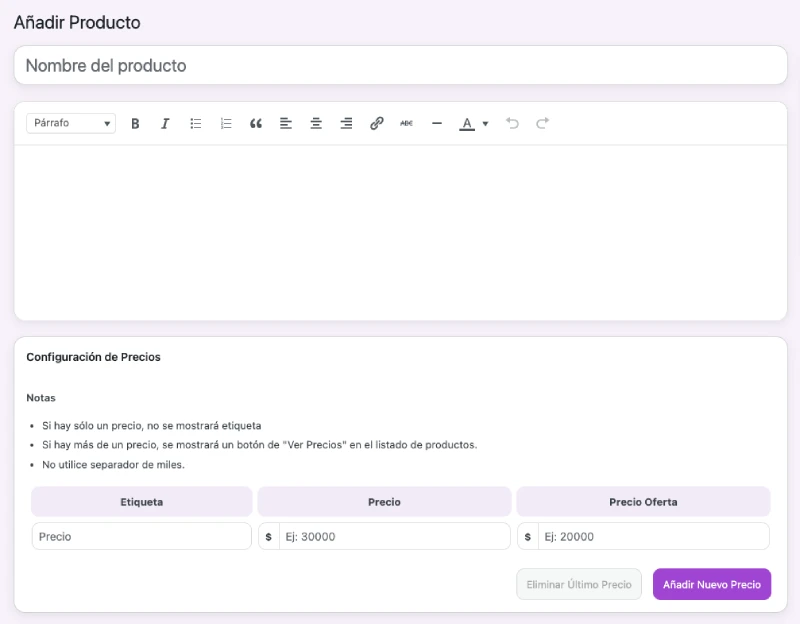 Modificación Fácil de Productos y Categorías