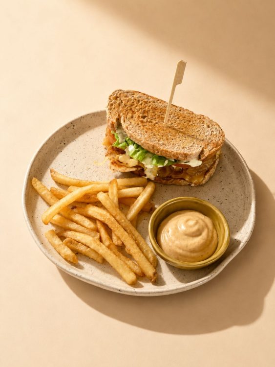 Sándwich de queso fundido y pollo
