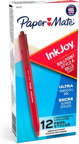 Boligrafo Retractil Tinta Ultra Suave Permanente Inkjoy Negro, Rojo Azul 1MM