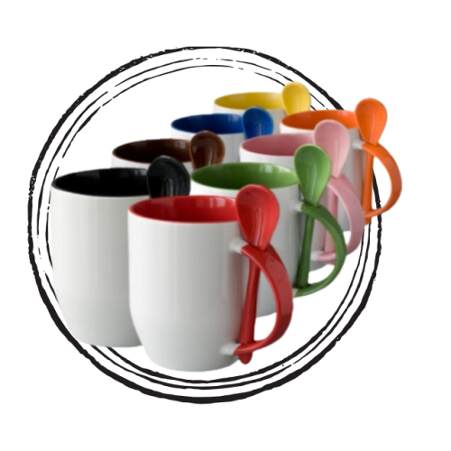 Mug Fondo Color con Cuchara